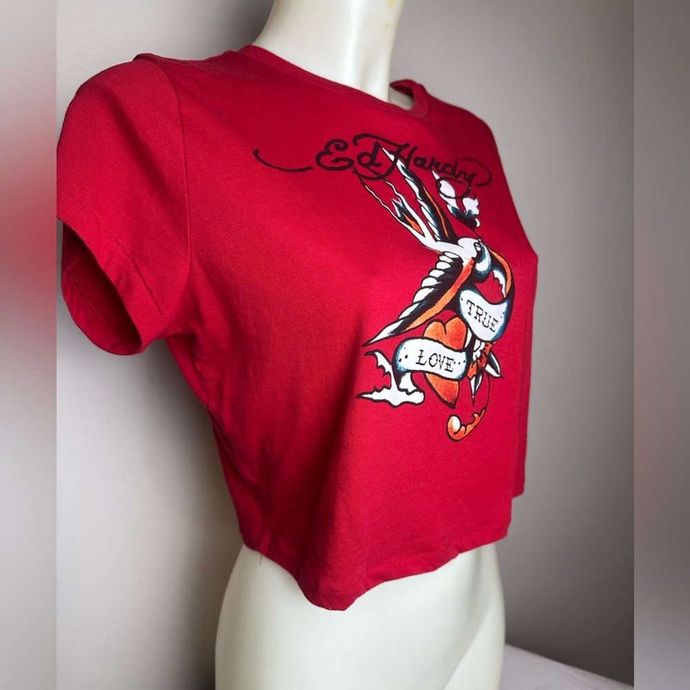 Ed Hardy True Love Swallow Graphic Crop Tee - Picture 3 of 13